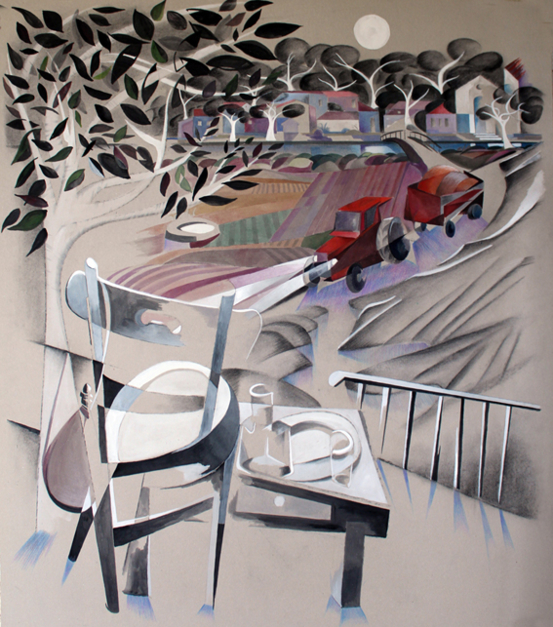 El tractor rojo |Pintura de Miguel Mansanet | Compra arte en Flecha.es