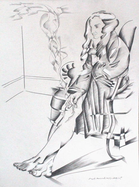 mujer  fumando |Dibujo de Miguel Mansanet | Compra arte en Flecha.es