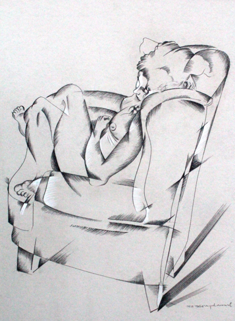 mujer escuchando música |Dibujo de Miguel Mansanet | Compra arte en Flecha.es