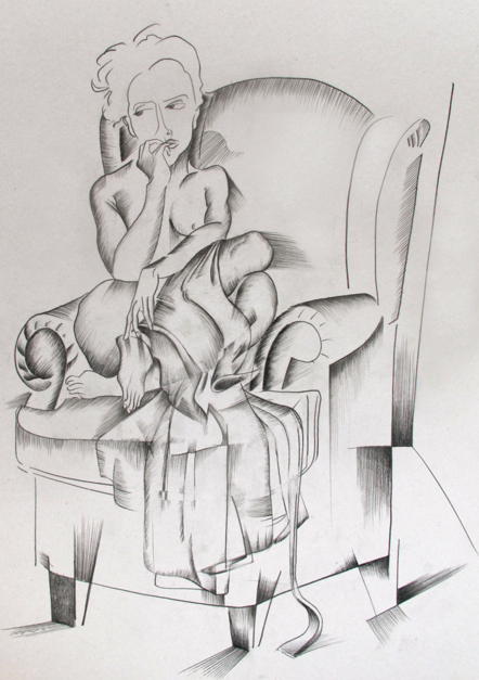 mujer preocupada |Dibujo de Miguel Mansanet | Compra arte en Flecha.es