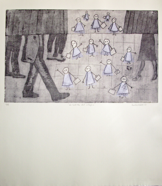 La salida del colegio |Obra gráfica de Ana Valenciano | Compra arte en Flecha.es