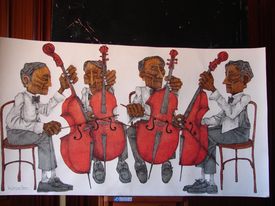 4 Chelistas |Dibujo de de la Concepción Torreira | Compra arte en Flecha.es