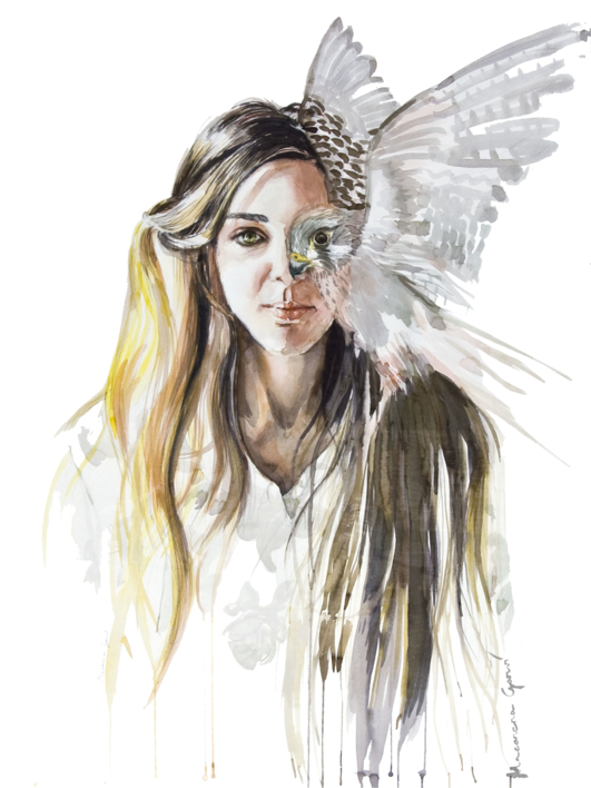 Mujer pájaro / Birdwoman |Dibujo de Macarena Garví | Compra arte en Flecha.es