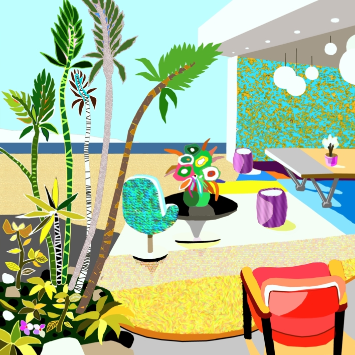 Casa con vistas (100x100cm) |Digital de ALEJOS | Compra arte en Flecha.es