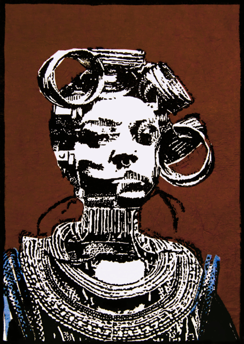 Tribu Mursi |Collage de Alicia Calbet | Compra arte en Flecha.es