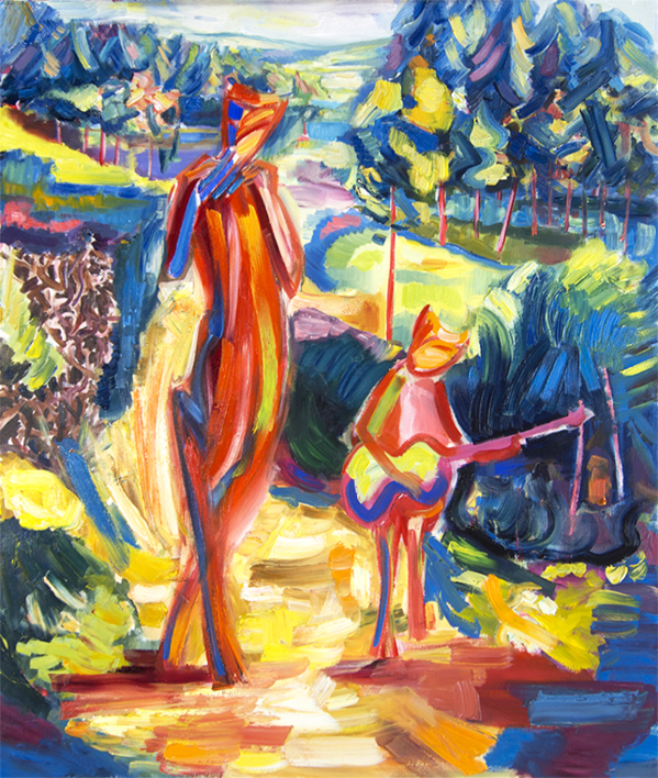 Fauns musicians, Inspiración de la naturaleza, color y expresión. |Pintura de Maciej Cieśla | Compra arte en Flecha.es