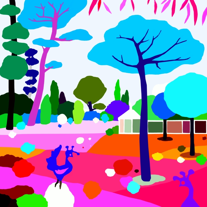 Parque Marechal Carmona (100x100cm) |Dibujo de ALEJOS | Compra arte en Flecha.es