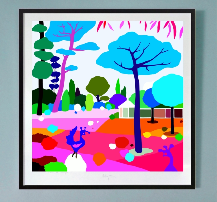 Parque Marechal Carmona (100x100cm) | Dibujo de ALEJOS | Compra arte en Flecha.es