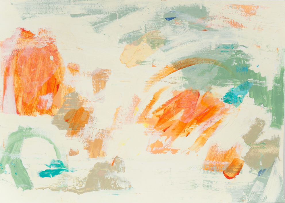 Abstracción naranja y verde II |Pintura de Susana Sancho | Compra arte en Flecha.es