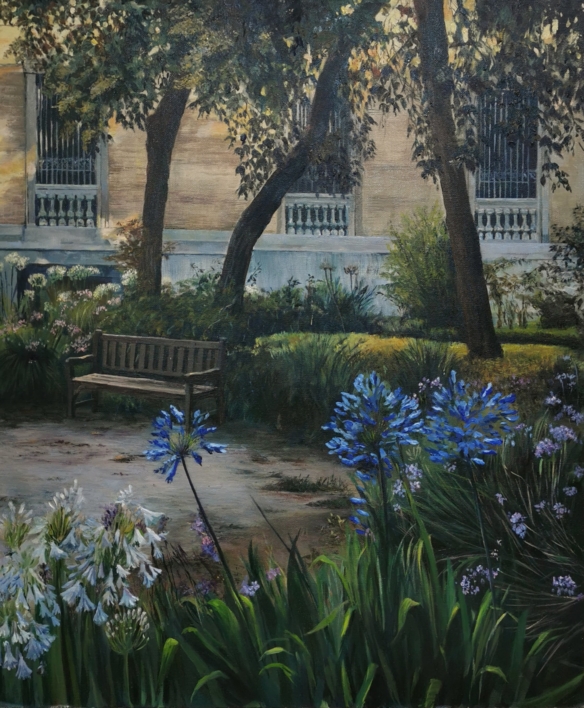 Jardin del Museo arqueológico de Madrid |Pintura de Carmen Nieto | Compra arte en Flecha.es