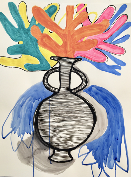 Bursting greek vase meets Matisse |Dibujo de Lisa | Compra arte en Flecha.es