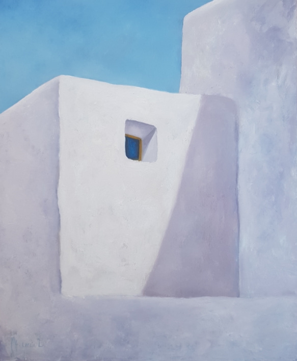 Paredes y ventana azul |Pintura de Miguel Ángel García López | Compra arte en Flecha.es