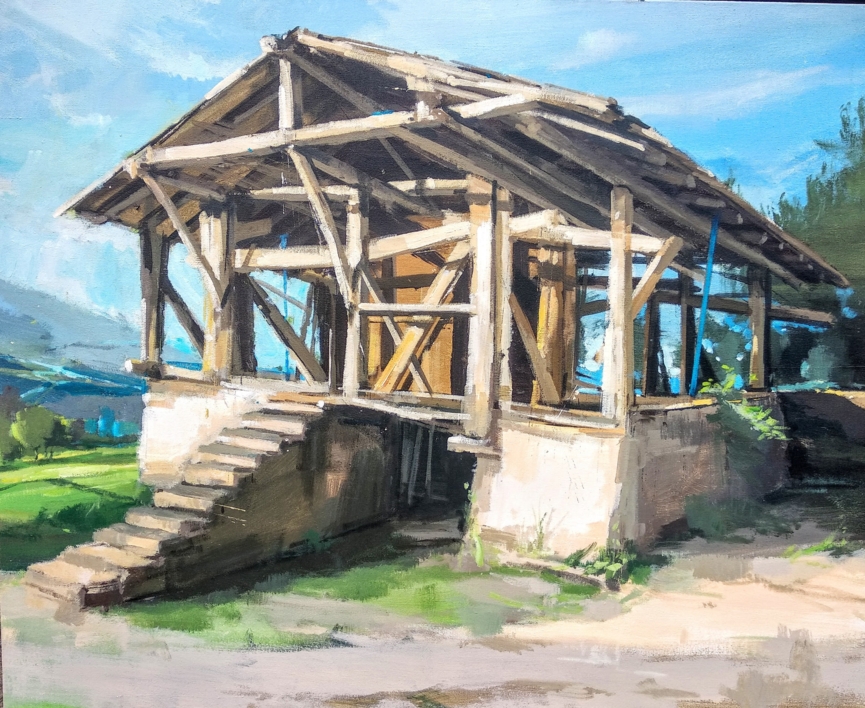 Hórreo en  Berriz |Pintura de Leticia Gaspar | Compra arte en Flecha.es