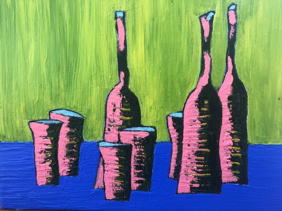 Serie Botellas Mini nº22 |Pintura de Mercedes Azofra | Compra arte en Flecha.es