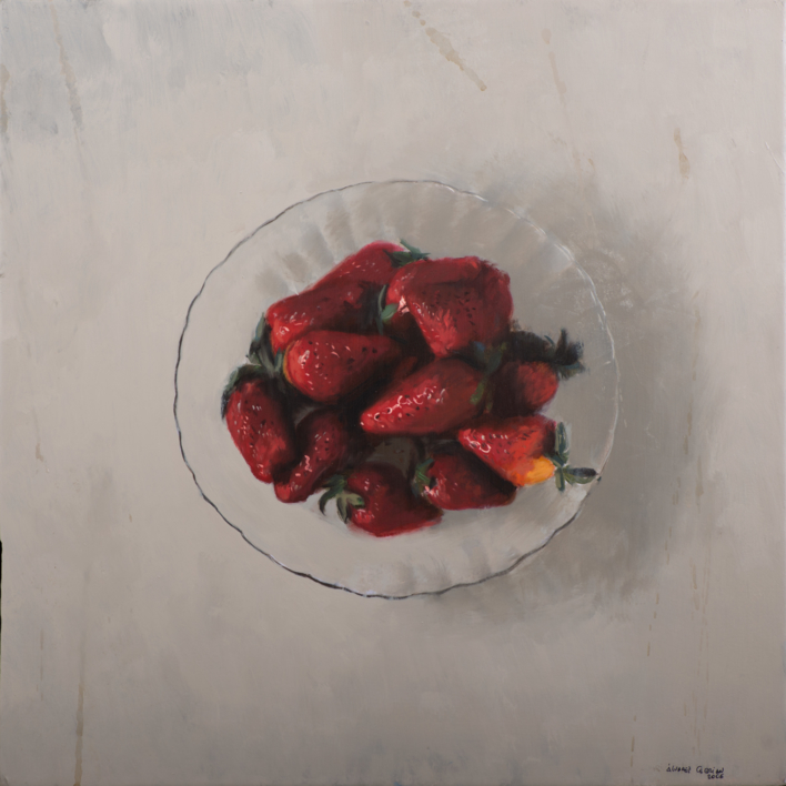 Plato con  fresas |Pintura de Álvarez Cebrián | Compra arte en Flecha.es