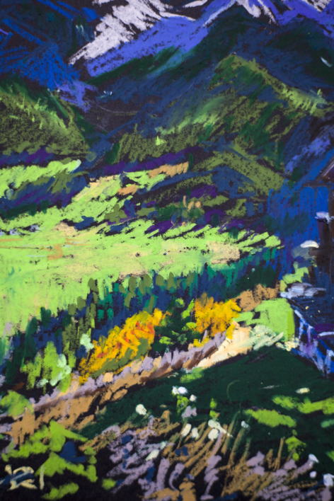 OLD MILL IN ALPES. SCUOL, SWITZERLAND. IMPRESSIONISTIC ETUDE ORIGINAL OIL PASTEL PAINTING. SMALL MOUNTAINS NATURE IMPRESSIONISM IMPRESSION DECOR TRAVEL BRIGHT | Pintura de Sasha Romm Art | Compra arte en Flecha.es