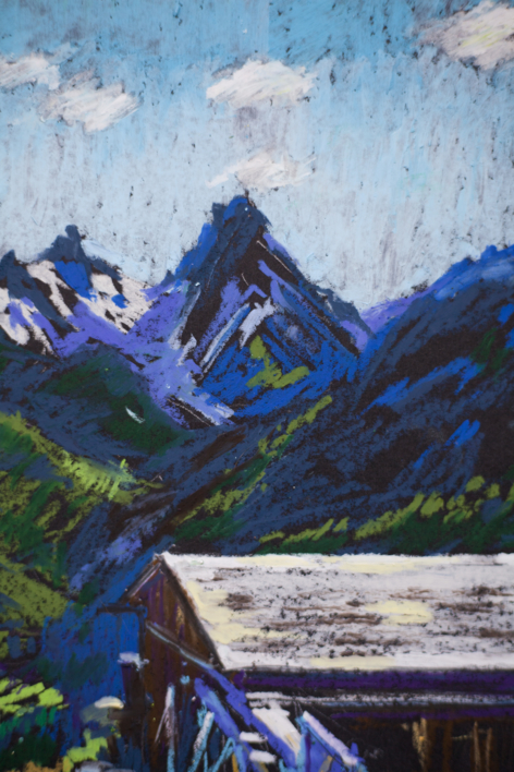 OLD MILL IN ALPES. SCUOL, SWITZERLAND. IMPRESSIONISTIC ETUDE ORIGINAL OIL PASTEL PAINTING. SMALL MOUNTAINS NATURE IMPRESSIONISM IMPRESSION DECOR TRAVEL BRIGHT | Pintura de Sasha Romm Art | Compra arte en Flecha.es