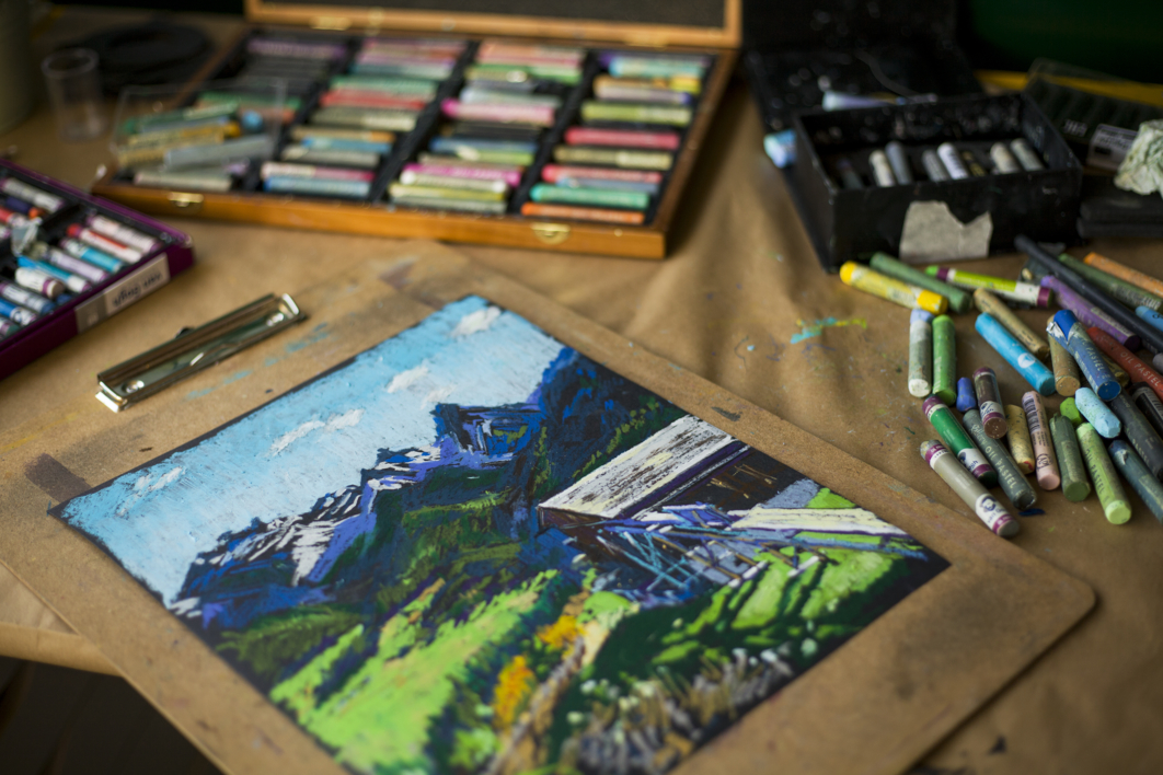 OLD MILL IN ALPES. SCUOL, SWITZERLAND. IMPRESSIONISTIC ETUDE ORIGINAL OIL PASTEL PAINTING. SMALL MOUNTAINS NATURE IMPRESSIONISM IMPRESSION DECOR TRAVEL BRIGHT | Pintura de Sasha Romm Art | Compra arte en Flecha.es