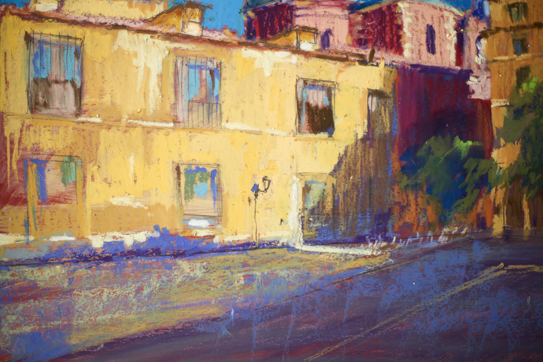 PLAZA DE LAS COMENDADORAS, MADRID. SUNNY URBAN LANDSCAPE IN MADRID. SMALL OIL PASTEL IMPRESSIONISTIC INTERIOR PAINTING | Pintura de Sasha Romm Art | Compra arte en Flecha.es