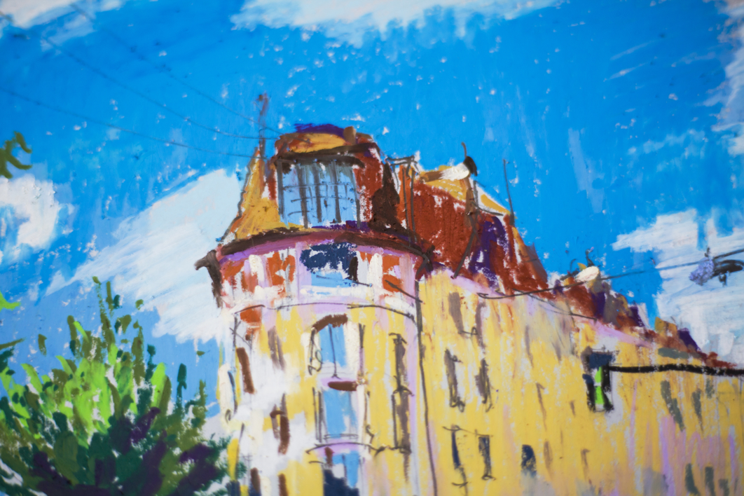 STREET VIEW OF GENEVA, SWITZERLAND. IMPRESSIONISTIC ETUDE ORIGINAL OIL PASTEL PAINTING. SMALL CITYSCAPE IMPRESSIONISM IMPRESSION DECOR TRAVEL BRIGHT | Pintura de Sasha Romm Art | Compra arte en Flecha.es