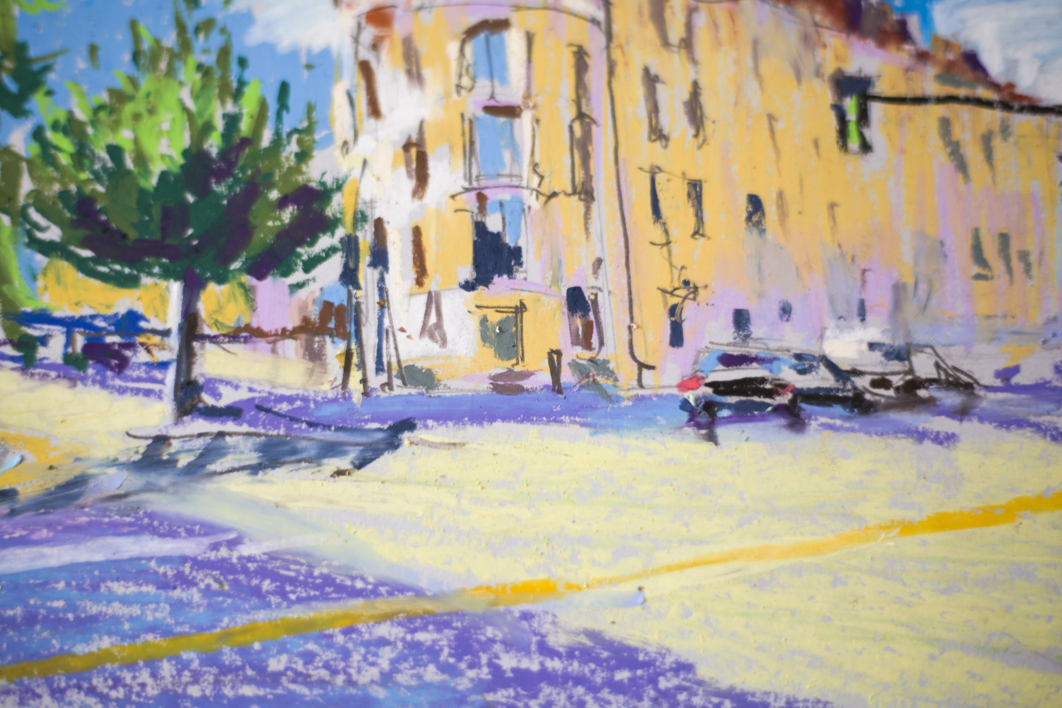 STREET VIEW OF GENEVA, SWITZERLAND. IMPRESSIONISTIC ETUDE ORIGINAL OIL PASTEL PAINTING. SMALL CITYSCAPE IMPRESSIONISM IMPRESSION DECOR TRAVEL BRIGHT | Pintura de Sasha Romm Art | Compra arte en Flecha.es