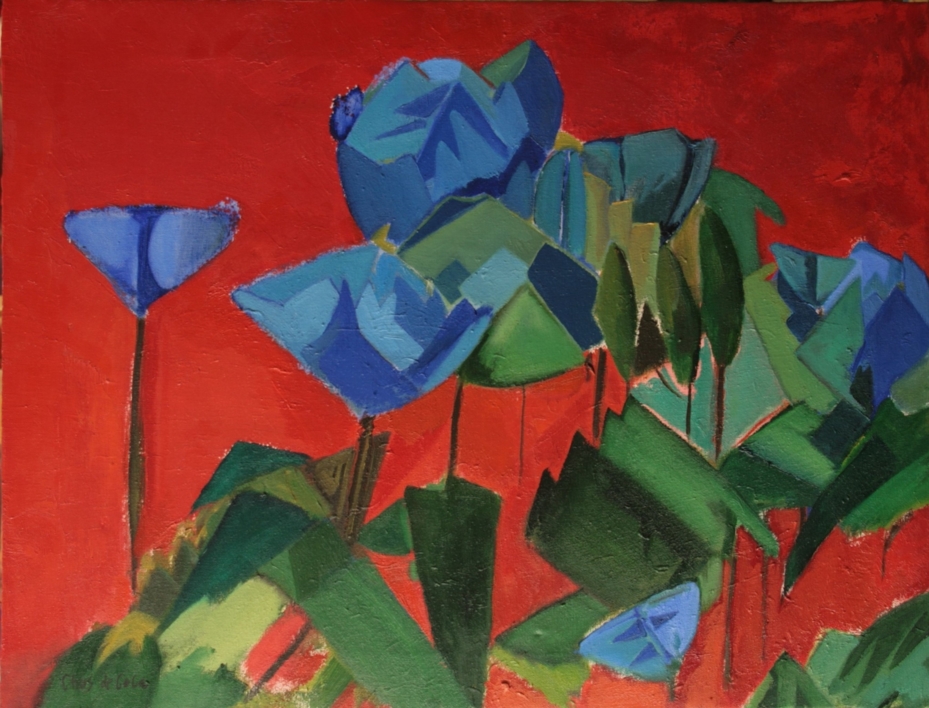 De azul, verde y rojo |Pintura de Chus de Coca | Compra arte en Flecha.es