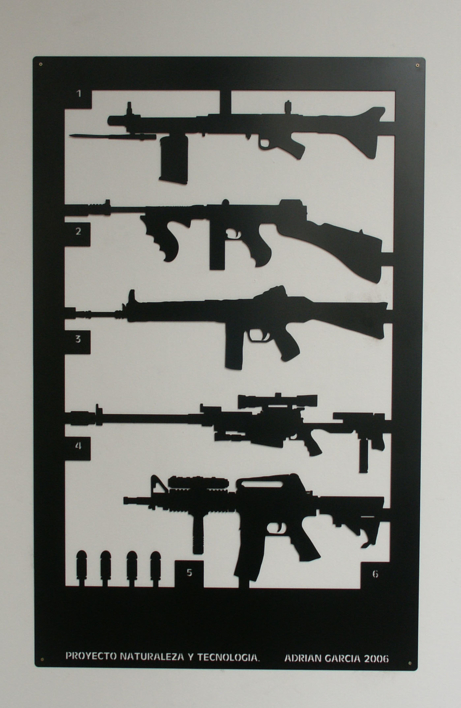 Proyecto Naturaleza y Tecnología. Armas de fuego |Escultura de pared de Adrián García | Compra arte en Flecha.es