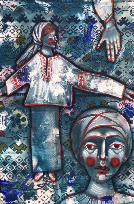 “I AM” LARGE BLUE CONTEMPORARY ACRYLIC PAINTING |Pintura de Yuliia | Compra arte en Flecha.es