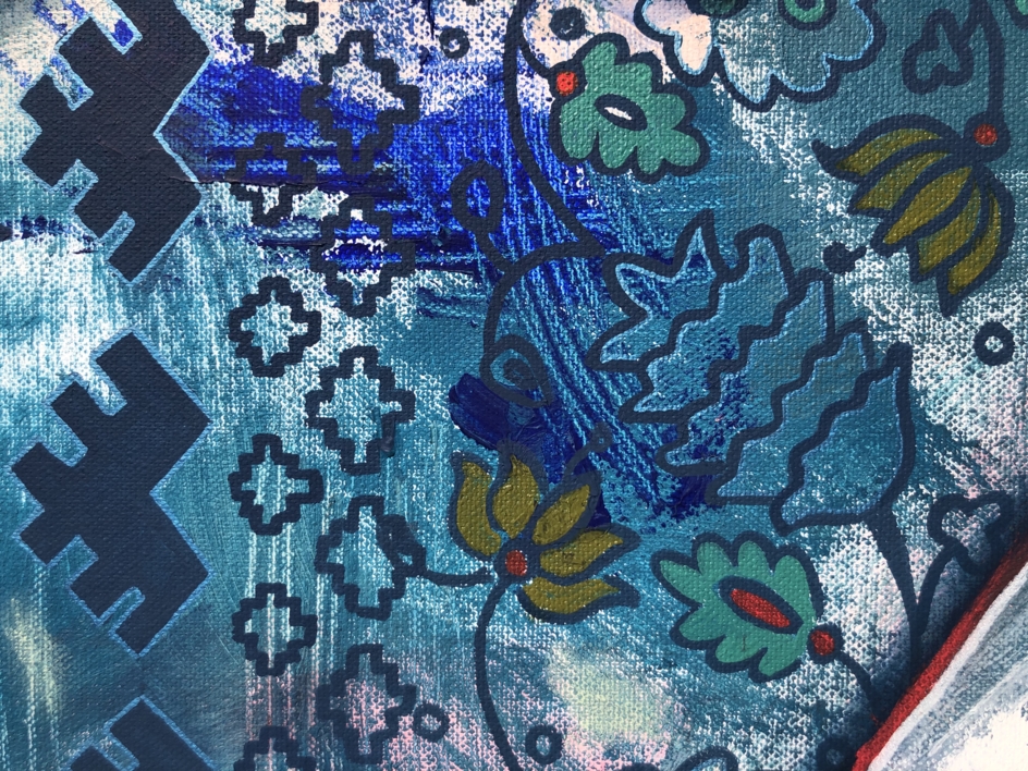 “I AM” LARGE BLUE CONTEMPORARY ACRYLIC PAINTING | Pintura de Yuliia | Compra arte en Flecha.es