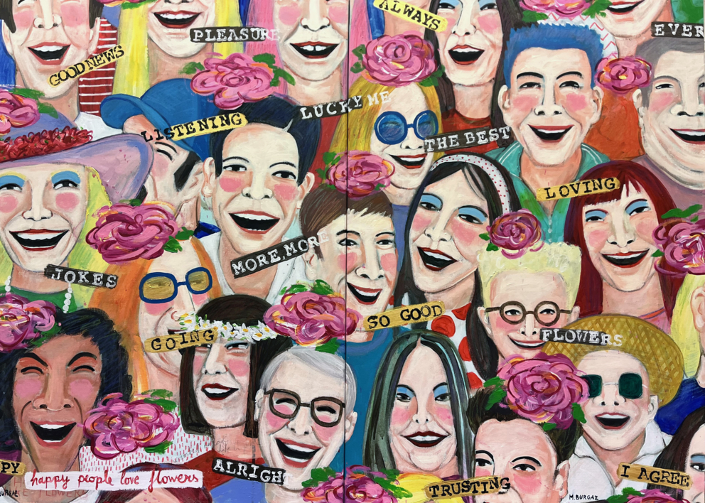Happy People Love Flowers |Collage de María Burgaz | Compra arte en Flecha.es