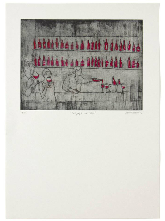 Caligrafía en rojo |Obra gráfica de Ana Valenciano | Compra arte en Flecha.es