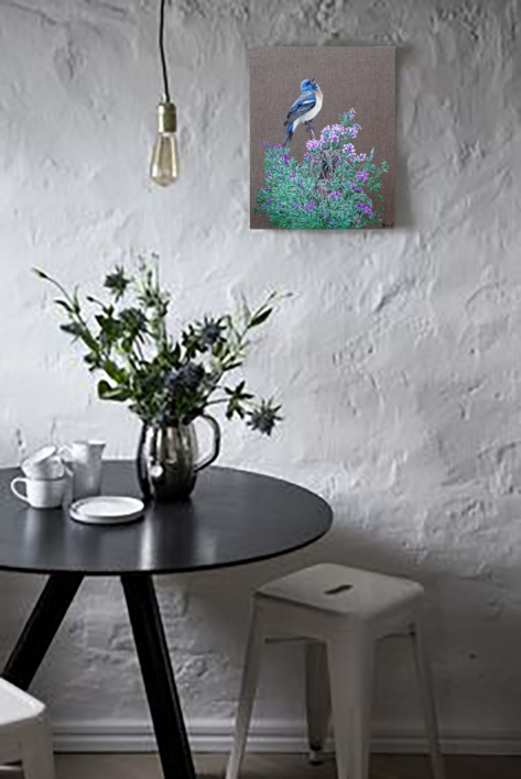 El Pajaro Azul Cantando. | Pintura de Anastasia Woron | Compra arte en Flecha.es
