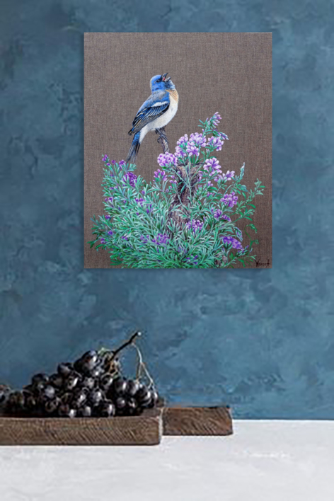 El Pajaro Azul Cantando. | Pintura de Anastasia Woron | Compra arte en Flecha.es