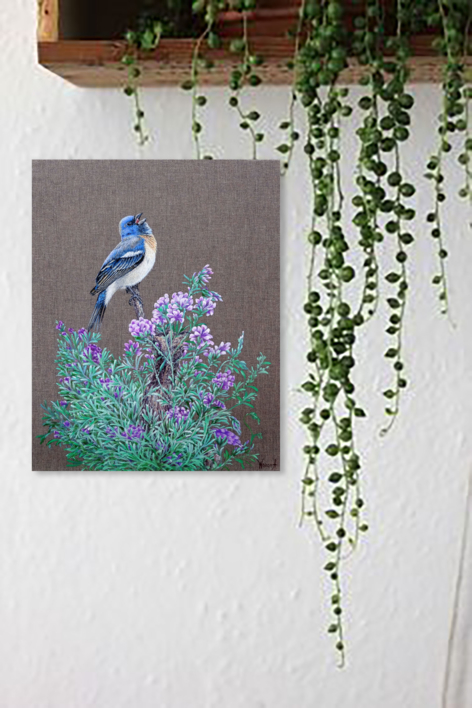 El Pajaro Azul Cantando. | Pintura de Anastasia Woron | Compra arte en Flecha.es