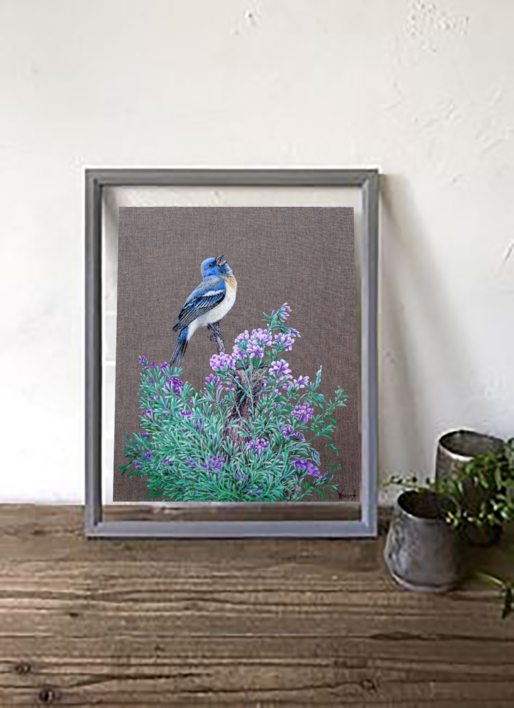 El Pajaro Azul Cantando. | Pintura de Anastasia Woron | Compra arte en Flecha.es