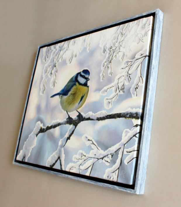 Herrerillo en invierno | Pintura de Javier Ramos Julián | Compra arte en Flecha.es