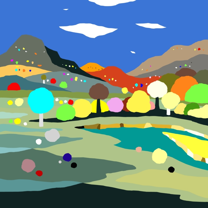 Paisaje con río (100x100cm) |Digital de ALEJOS | Compra arte en Flecha.es