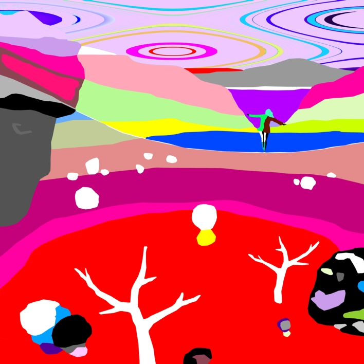 En la cuerda tensa (100x100cm) |Dibujo de ALEJOS | Compra arte en Flecha.es