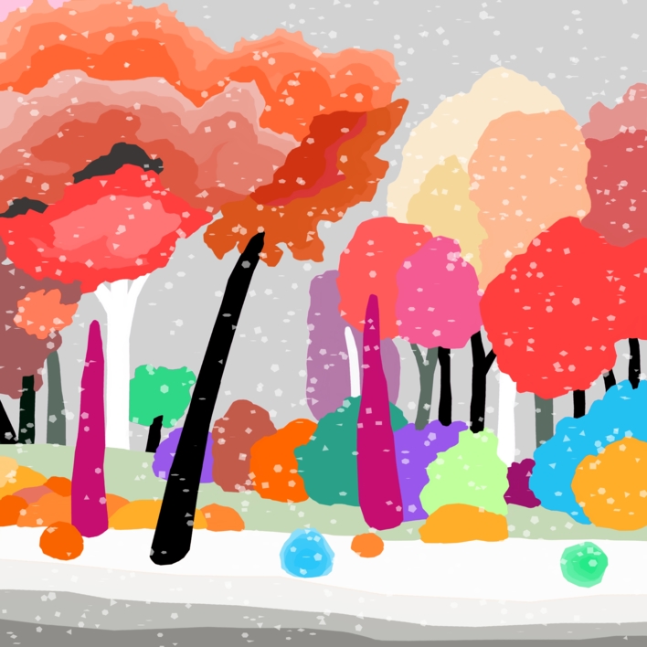 Nieve de confetti (81x81cm) |Dibujo de ALEJOS | Compra arte en Flecha.es