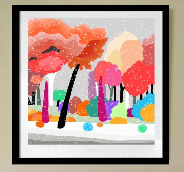 Nieve de confetti (81x81cm) | Dibujo de ALEJOS | Compra arte en Flecha.es