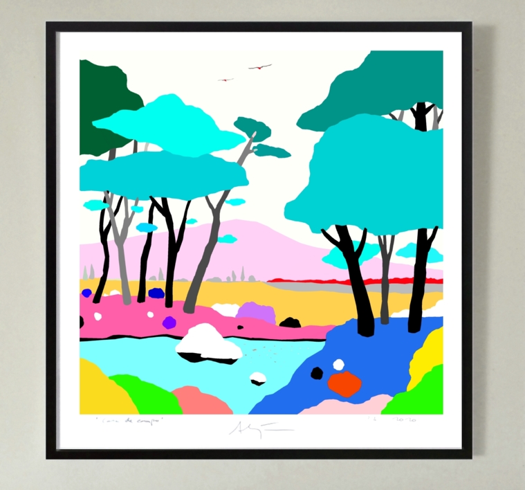 Mi escondite (81x81cm) | Dibujo de ALEJOS | Compra arte en Flecha.es