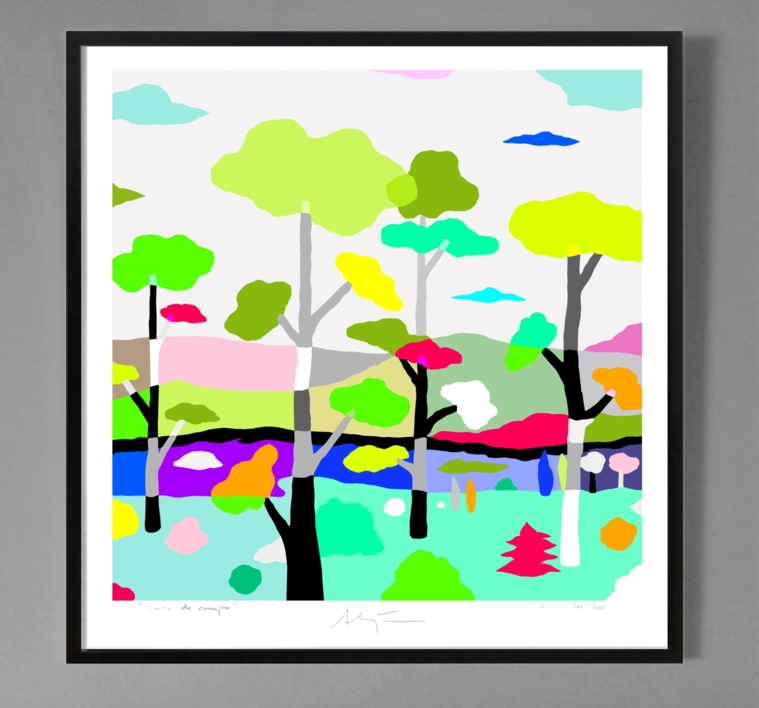 El pinar de los enanos (81x81cm) | Dibujo de ALEJOS | Compra arte en Flecha.es