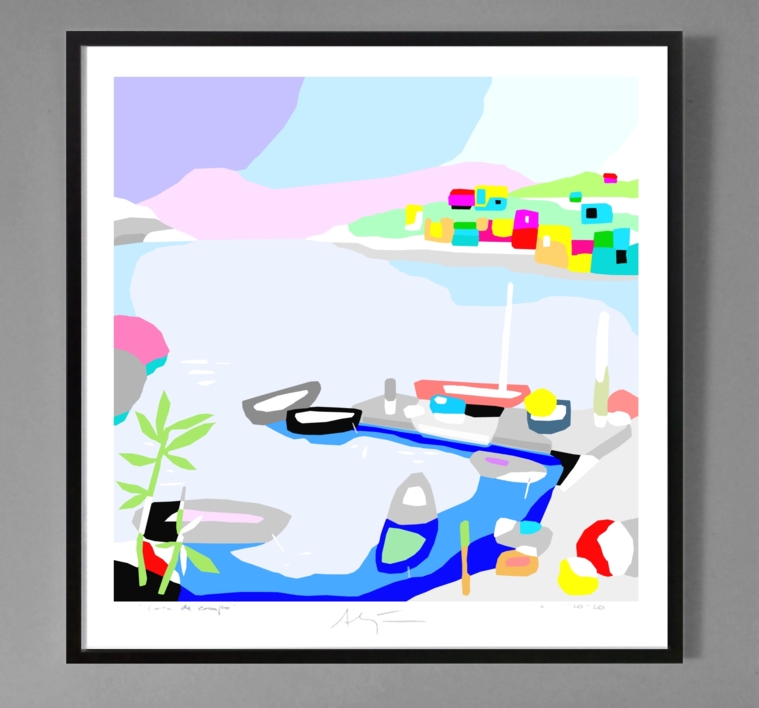 El embarcadero (81x81cm) | Dibujo de ALEJOS | Compra arte en Flecha.es