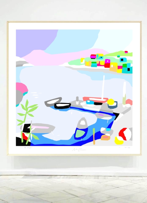 El embarcadero (81x81cm) | Dibujo de ALEJOS | Compra arte en Flecha.es