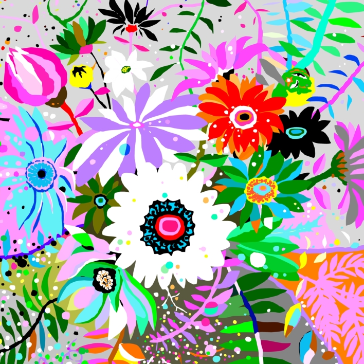Flores para María (61x61cm) |Dibujo de ALEJOS | Compra arte en Flecha.es