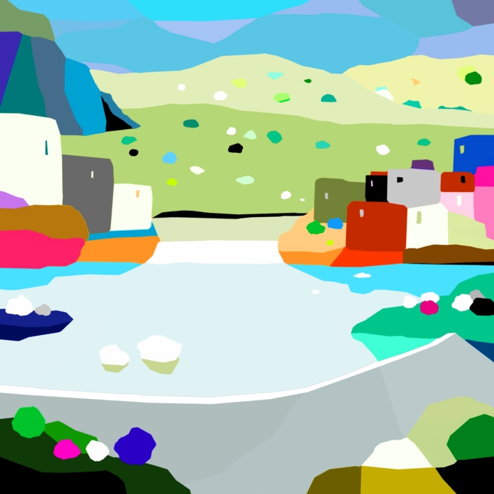 El embalse (61x61cm) |Dibujo de ALEJOS | Compra arte en Flecha.es