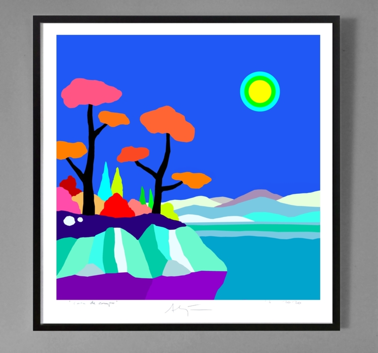 El lago (61x61cm) | Dibujo de ALEJOS | Compra arte en Flecha.es