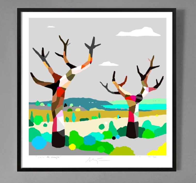 Árboles grúa (61x61cm) | Dibujo de ALEJOS | Compra arte en Flecha.es