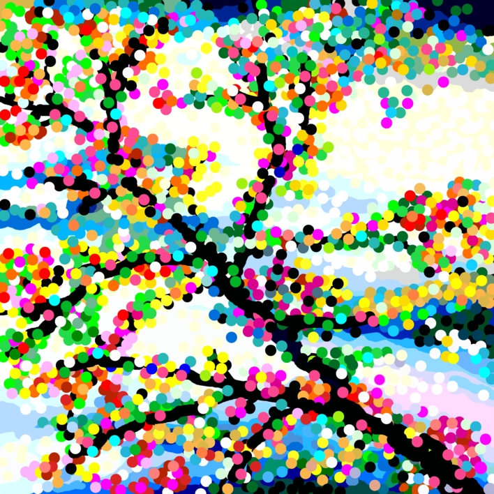 Paraíso DOT (61x61cm) |Dibujo de ALEJOS | Compra arte en Flecha.es