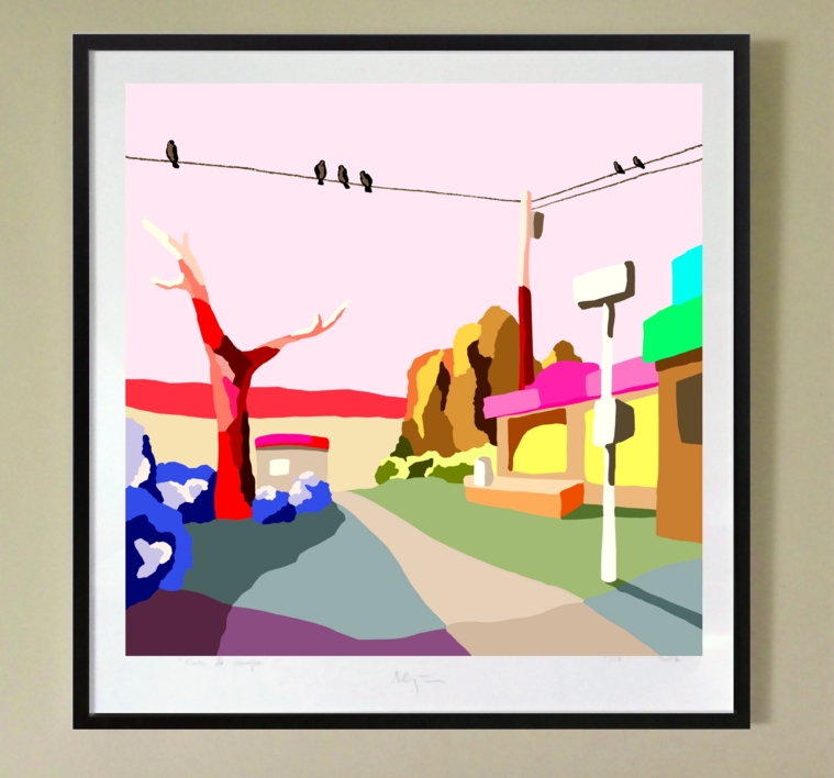 La pequeña tienda (43x43cm) | Dibujo de ALEJOS | Compra arte en Flecha.es